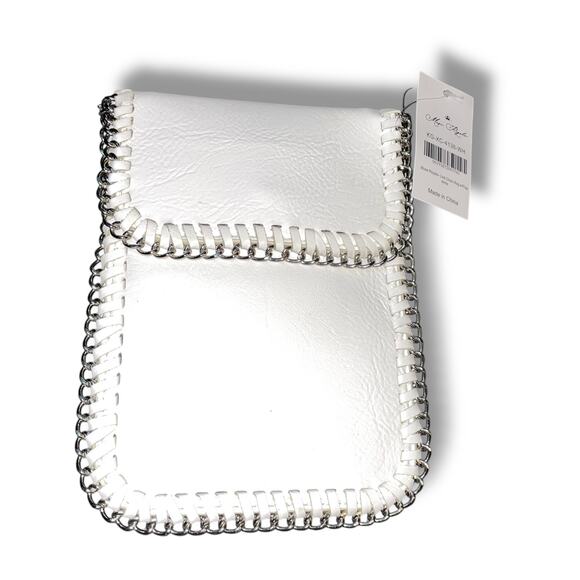 Muse Royale Link Chain Crossbody Mini Bag Flap Top Snap Close Vacation White 25" - Picture 3 of 10